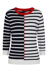 Navy Striped Jumper With Red Detail