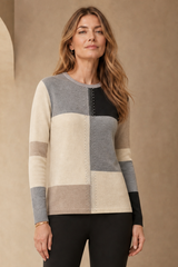 Grey Colour Block Jumper
