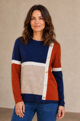Navy Colour Block Jumper