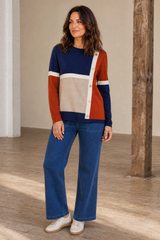 Navy Colour Block Jumper