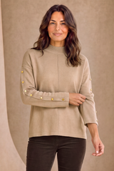 Button Sleeve Jumper Stone