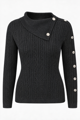 Split Neck Jumper With Button Detail