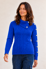 Split Neck Jumper With Button Detail