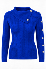 Split Neck Jumper With Button Detail
