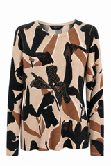Brown Abstract Print Jumper