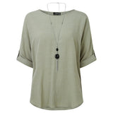 Oversized Woven Top & Necklace Sage