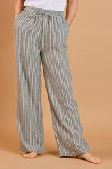 Thin Striped Linen-Look Trousers