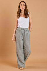 Thin Striped Linen-Look Trousers
