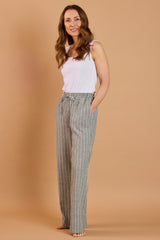 Thin Striped Linen-Look Trousers