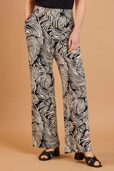 Wide Leg Palm Print Trousers