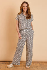 Wide Leg Circle Tile Print Trousers