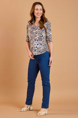 Animal Print Classic Collar Blouse