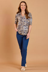 Animal Print Classic Collar Blouse