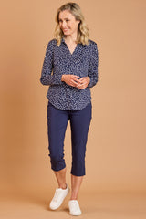 Spot Print Classic Collar Blouse