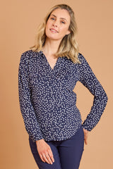 Spot Print Classic Collar Blouse
