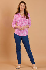 Floral Print Mandarin Collar Blouse