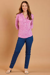 Floral Print Mandarin Collar Blouse