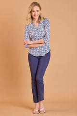 Multi Spot Print Classic Collar Blouse