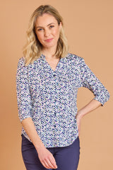 Multi Spot Print Classic Collar Blouse