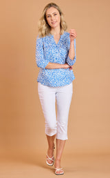 Animal Print Mandarin Collar Blouse