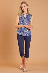 Sleeveless Zebra Print Blouse