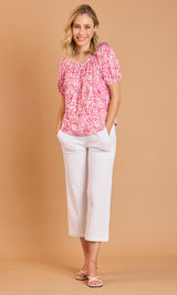 Short Sleeve Paisley Print Gypsy Top