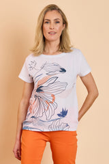 Abstract Floral Woven Front T-Shirt