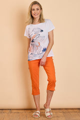 Abstract Floral Woven Front T-Shirt