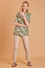 Abstract Print Cotton Blouse