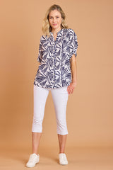 Abstract Print Cotton Blouse