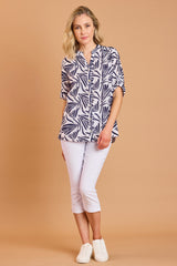 Abstract Print Cotton Blouse