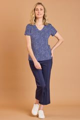 Spot Print V-Neck Top