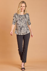 Palm Print Round Neck Top