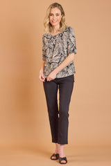 Palm Print Round Neck Top