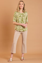 Palm Print Round Neck Top