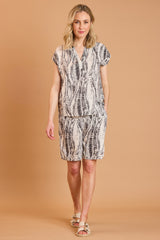 Snake Print Notch Neck Blouse