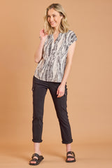 Snake Print Notch Neck Blouse
