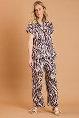 Short Sleeve Animal Print Blouse
