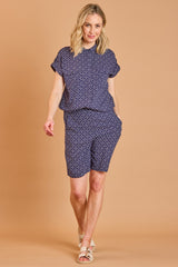 Short Sleeve Geo Print Blouse