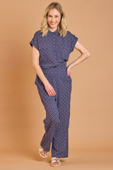 Short Sleeve Geo Print Blouse
