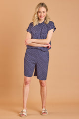 Short Sleeve Geo Print Blouse