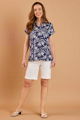 Short Sleeve Abstract Print Blouse