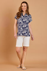Short Sleeve Abstract Print Blouse