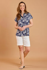 Short Sleeve Abstract Print Blouse