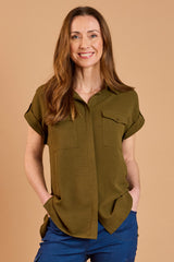 Short Sleeve Collared Blouse