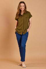Short Sleeve Collared Blouse