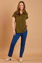 Short Sleeve Collared Blouse