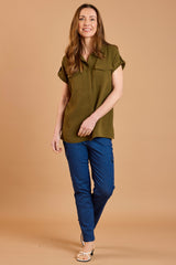 Short Sleeve Collared Blouse