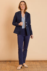 Tailored Denim Blazer Dark Denim