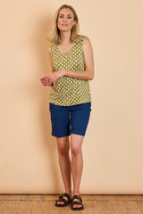 Stretch Denim Knee Length Shorts